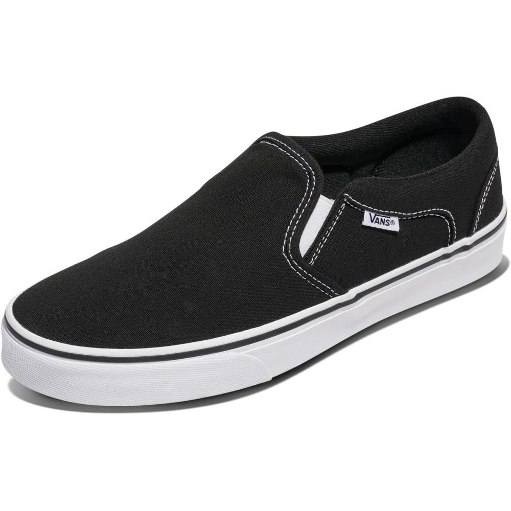 imageVans Mens Asher Slipon Shoe Casual Sneakers for Walking Fashion amp WorkCanvas BlackWhite