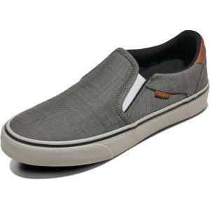 Vans Mens Asher Deluxe Slip-on Shoe | Comfortable Sneakers for Fashion, Walking & Everyday Wear(Deluxe Textile Gray/Brown)