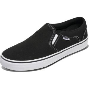 Vans Mens Asher Slip-on Shoe – Casual Sneakers for Walking, Fashion & Work(Canvas Black/White)